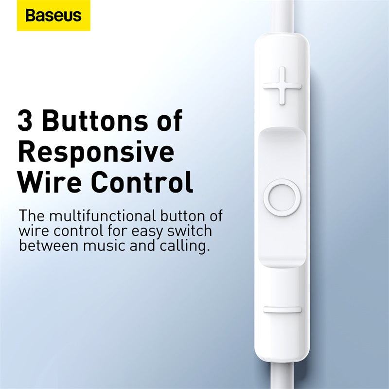 Baseus Encok H17 lateral Wired in-ear 3.5mm Earphone White- NGCR020002