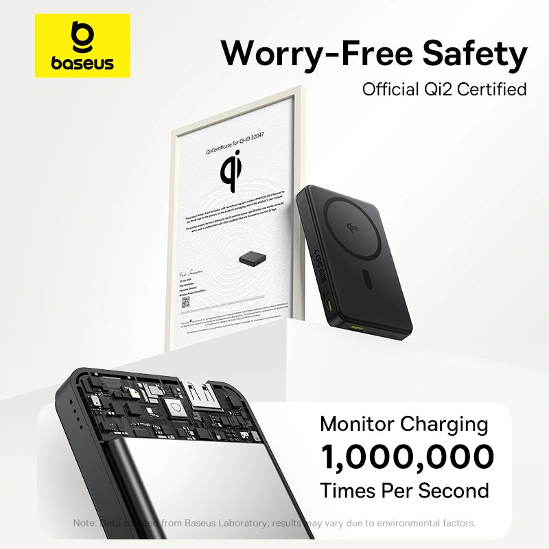 Baseus 10000mAh 22.5W EnerFill FM12 Qi2 Magnetic Power Bank – (Cosmic Black)