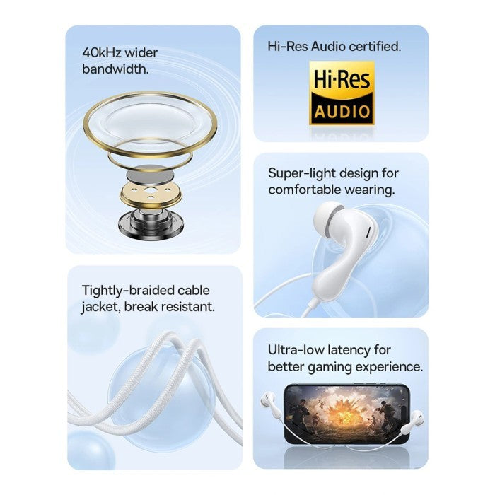 Baseus Encok HZ20 Wired Earphones (Black / White)