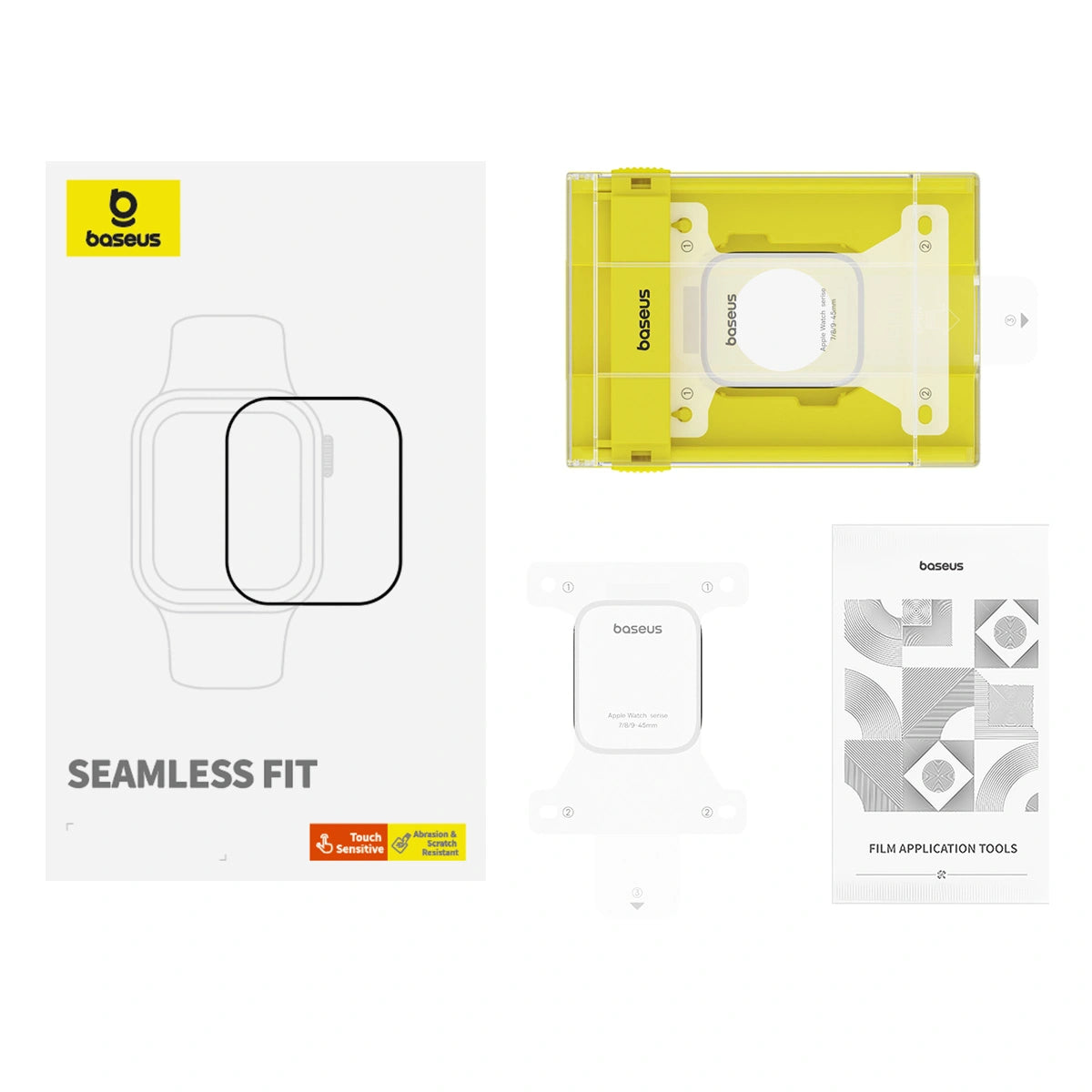 Baseus NanoCrystal Series 41mm for Apple Watch 7/8/9, Full-Coverage Curved-Screen Crystal Tempered Glass