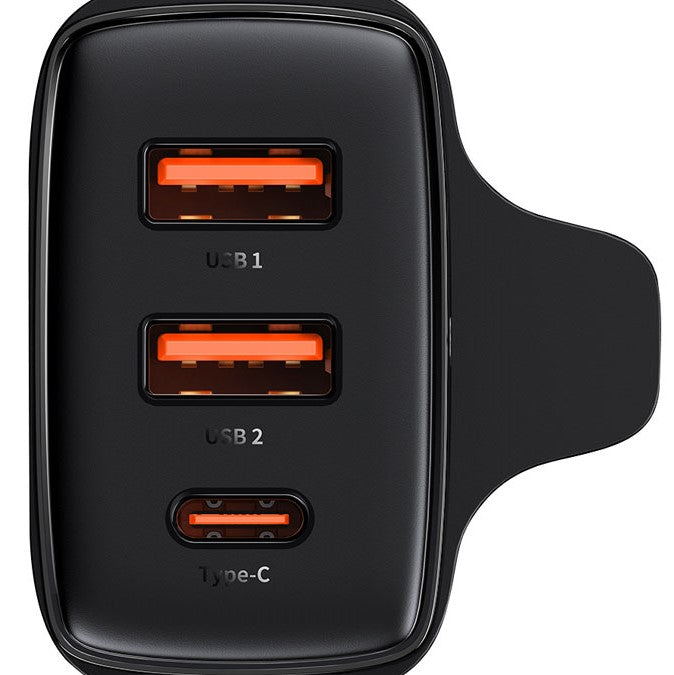 Baseus 30W 2U+C Compact Fast Charger UK Black