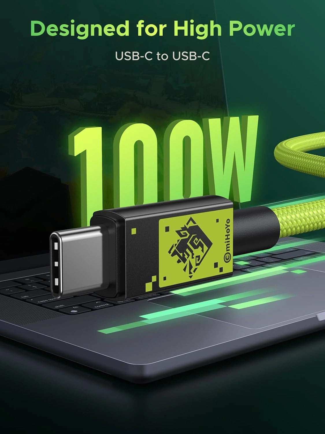 UGREEN 1 Meter 100W 5A Max Type – C to Type – C PD Fast Charging Cable Genshin Impact Edition – L512- 45063GI