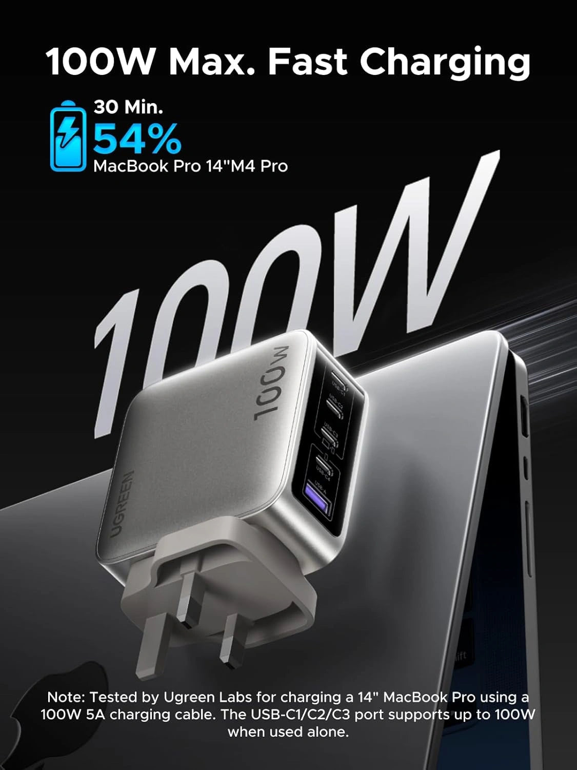 UGREEN 100W Nexode Pro 5-Port GaN Fast Charger with Smart Display UK – X773 – 65621B