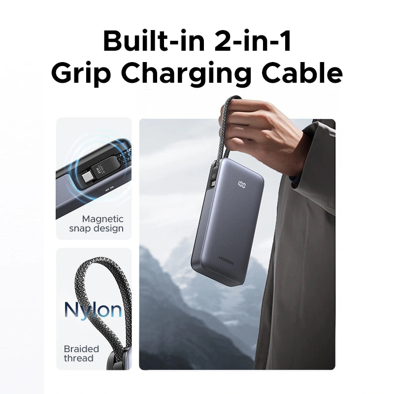 UGREEN 20000mAh 45W Power Bank with Built-in Cable – PB536 – 55988B