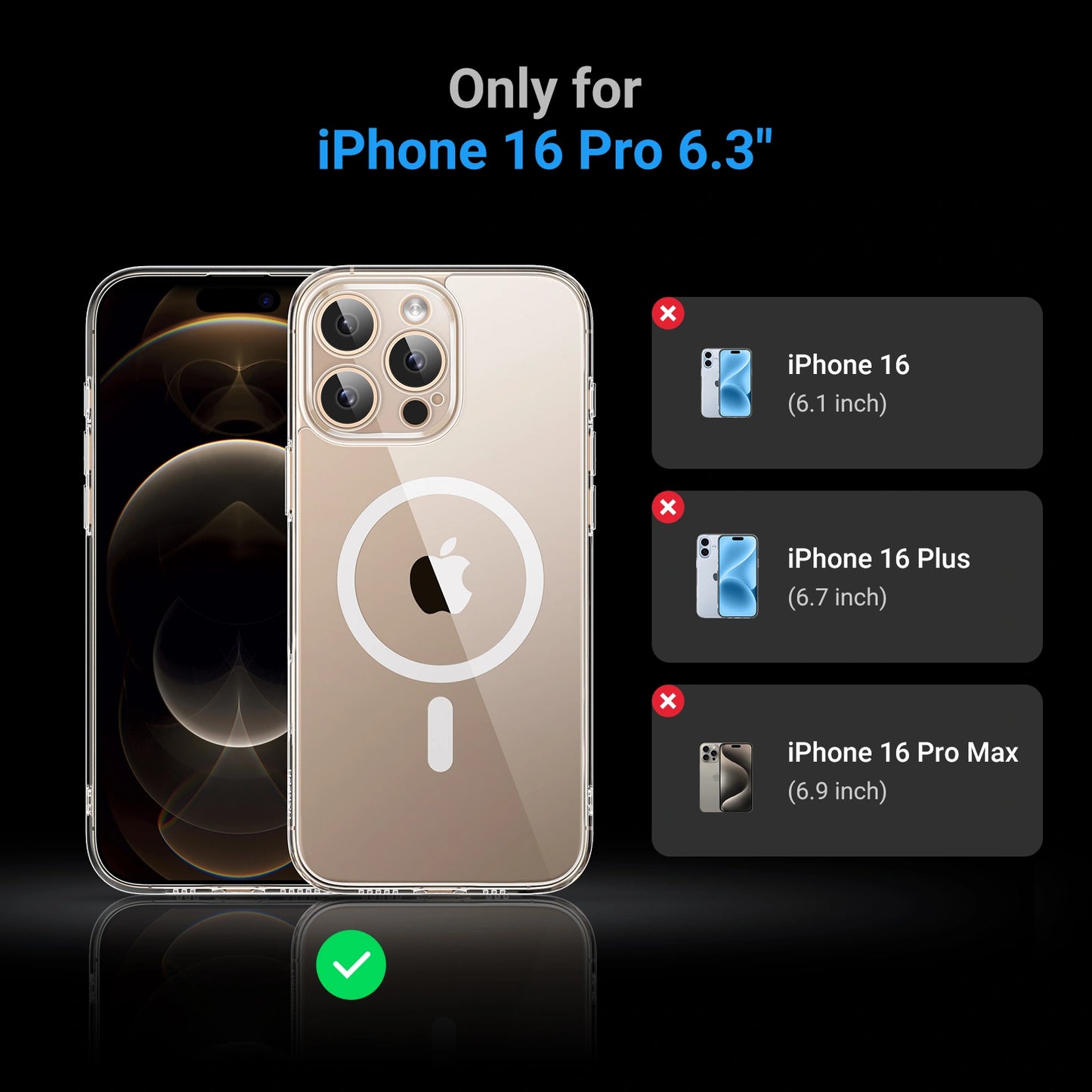 UGREEN iPhone 16 Pro Classy Clear Magnetic Protective Case Upgraded Version – CA111 – 45923