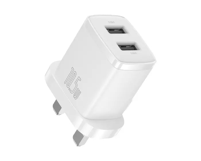 Baseus 10.5W Dual USB UK Pin Adapter white