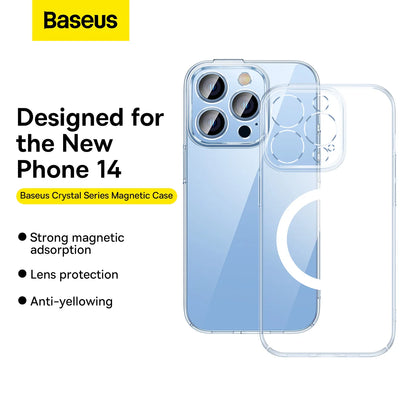 Baseus iPhone 14 Pro 6.1inch Crystal Magnetic Phone Case And Temperd Glass For iPhone Transparent