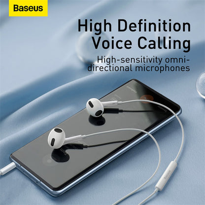 Baseus Encok H17 lateral Wired in-ear 3.5mm Earphone White- NGCR020002