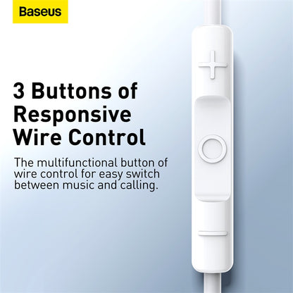 Baseus Encok H17 lateral Wired in-ear 3.5mm Earphone White- NGCR020002