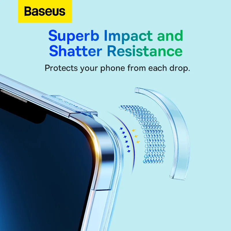 Baseus iPhone 14 Pro 6.1inch Crystal Magnetic Phone Case And Temperd Glass For iPhone Transparent