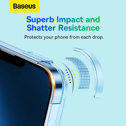 Baseus iPhone 14 Pro 6.1inch Crystal Magnetic Phone Case And Temperd Glass For iPhone Transparent