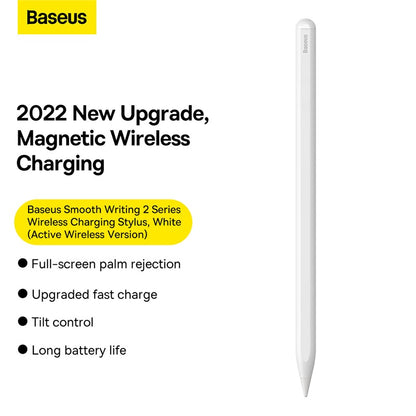 Baseus Smooth Writing 2 Series Wireless Charging Stylus, White (Active Wireless Version with active pen tip)