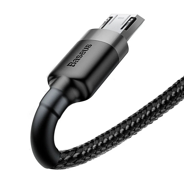 Baseus Cafule 1M Cable USB For Micro 2.4A Gray+Black – CAMKLF-BG1 (0.25m / 1m / 2m / 3m)