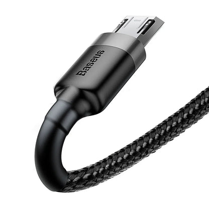 Baseus Cafule 1M Cable USB For Micro 2.4A Gray+Black – CAMKLF-BG1 (0.25m / 1m / 2m / 3m)