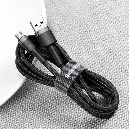 Baseus Cafule 1M Cable USB For Micro 2.4A Gray+Black – CAMKLF-BG1 (0.25m / 1m / 2m / 3m)