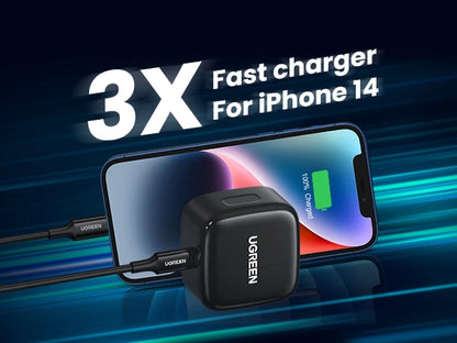 UGREEN 20W Type-C PD Fast Charger With MFI Type-C to Lightning 1 Meter Cable Set – Black – CD137 – 60624