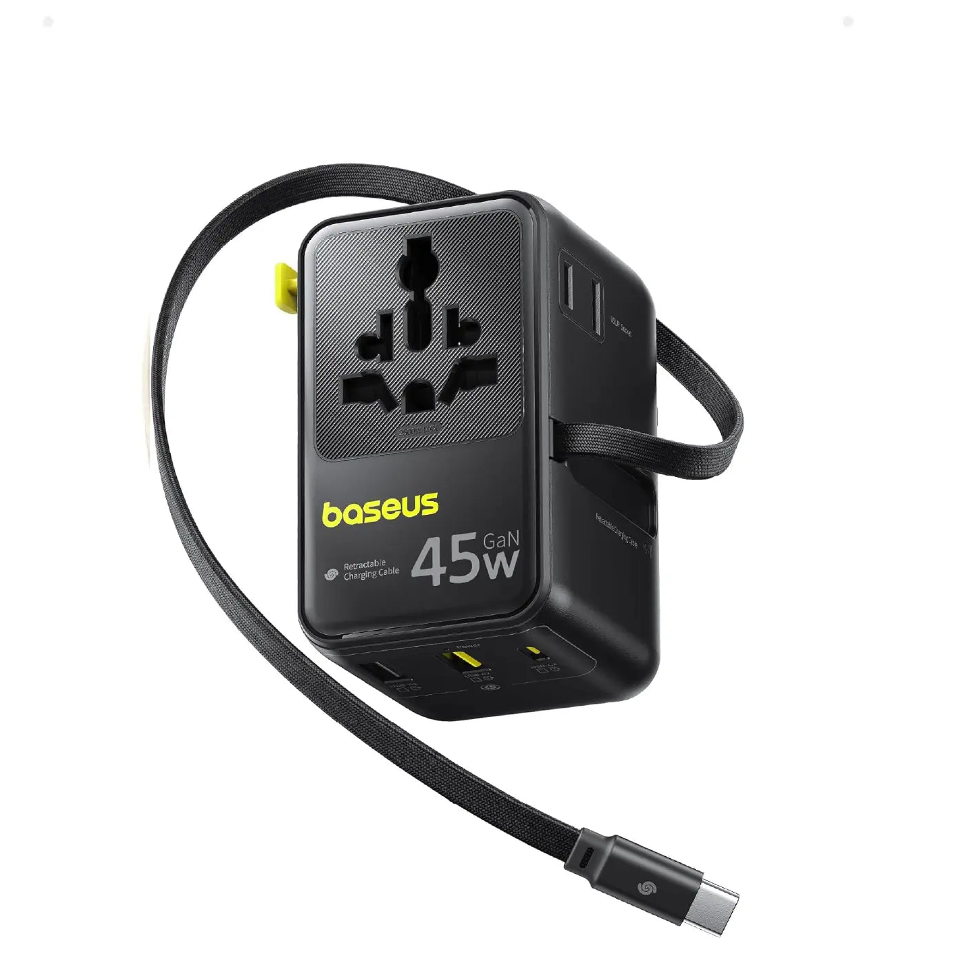 Baseus Picogo 45W 6-in-1 Universal Travel Adapter – with Retractable Cable – Cosmic Black – AG11 – E0307F00