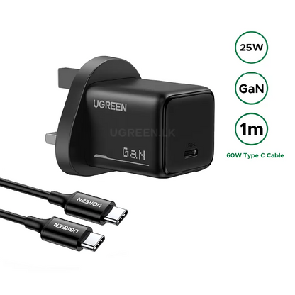 UGREEN 25W N Series GaN Fast Charger With – 60W 1m Type-C Cable – X517- 75956