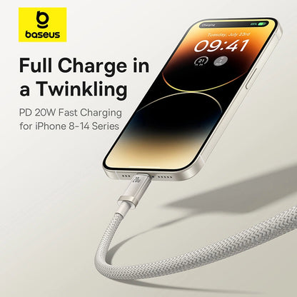 Baseus 1 Meter 20W Titanium Alloy PD Type-C to Lightning Fast Charging Cable – (Galaxy Titanium Gold) Model: P10378101G21-00
