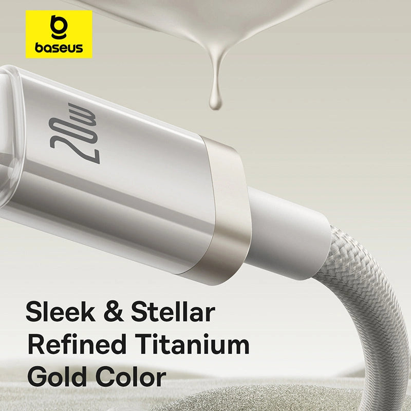 Baseus 1 Meter 20W Titanium Alloy PD Type-C to Lightning Fast Charging Cable – (Galaxy Titanium Gold) Model: P10378101G21-00