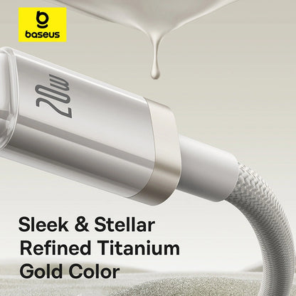 Baseus 1 Meter 20W Titanium Alloy PD Type-C to Lightning Fast Charging Cable – (Galaxy Titanium Gold) Model: P10378101G21-00