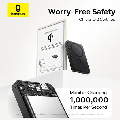 Baseus 10000mAh 22.5W EnerFill FM12 Qi2 Magnetic Power Bank – (Cosmic Black)