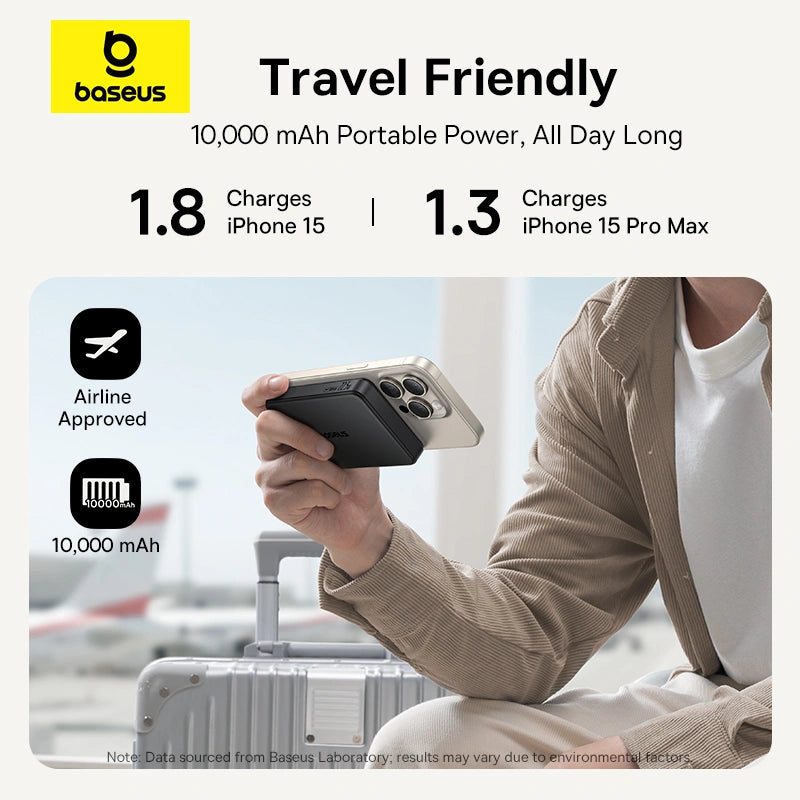 Baseus 10000mAh 22.5W EnerFill FM12 Qi2 Magnetic Power Bank – (Cosmic Black)