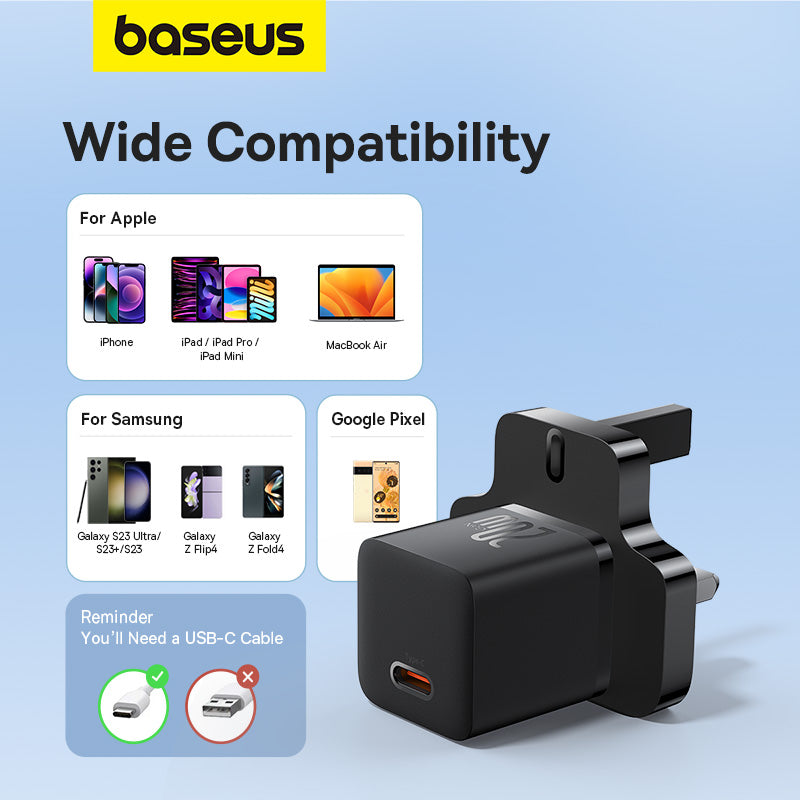 Baseus 20W GaN5 Mini Fast Charger Type-C UK Pin