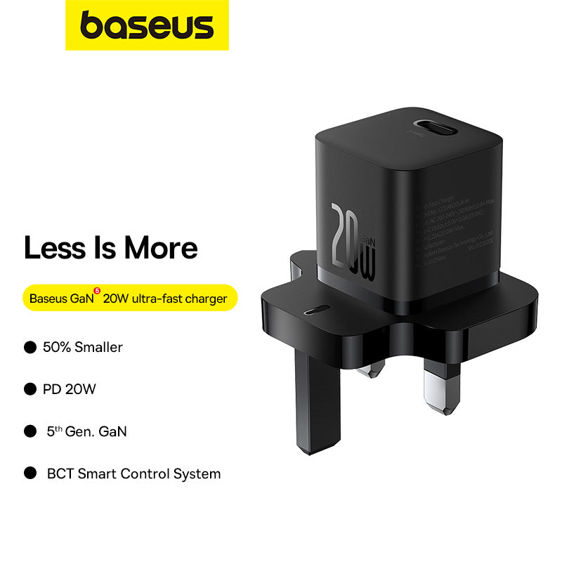 Baseus 20W GaN5 Mini Fast Charger Type-C UK Pin