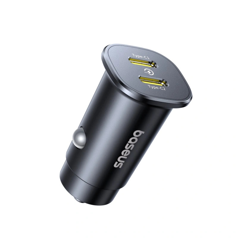 Baseus 30W GoTrip Car Charger – Type-C + Type-C, Cosmic Black C00072300123-01