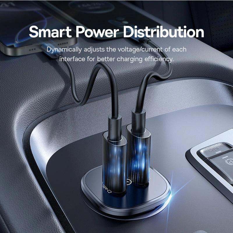Baseus 30W GoTrip Car Charger – Type-C + Type-C, Cosmic Black C00072300123-01