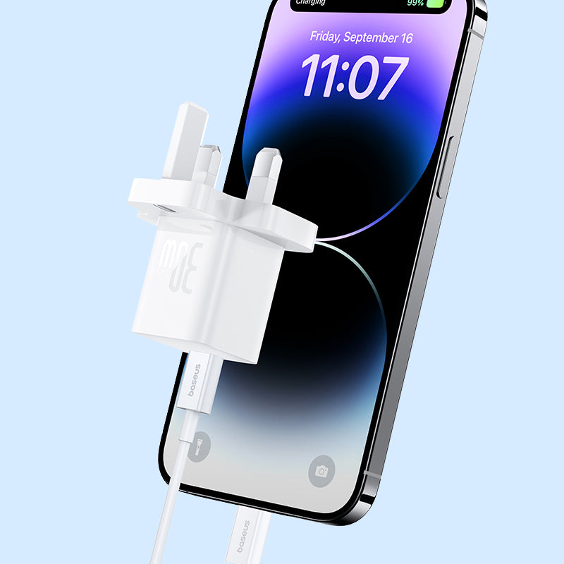 Baseus 30W USB-C GaN5 Mini Fast Charger Moon White