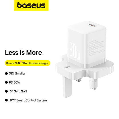 Baseus 30W USB-C GaN5 Mini Fast Charger Moon White