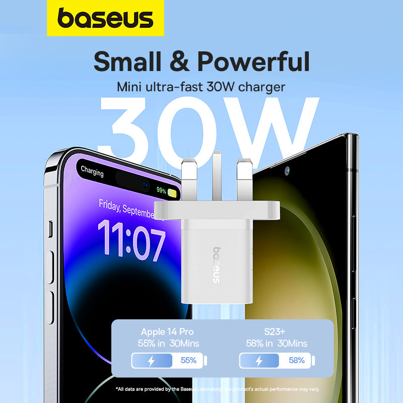 Baseus 30W USB-C GaN5 Mini Fast Charger Moon White