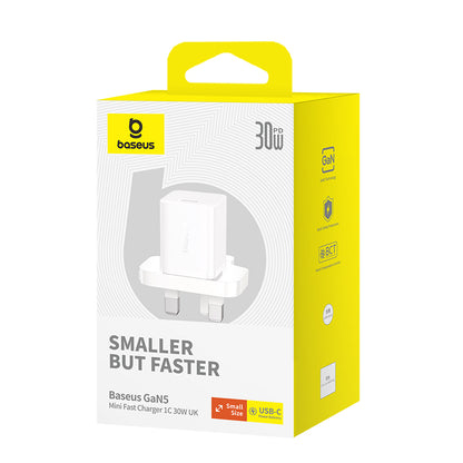 Baseus 30W USB-C GaN5 Mini Fast Charger Moon White