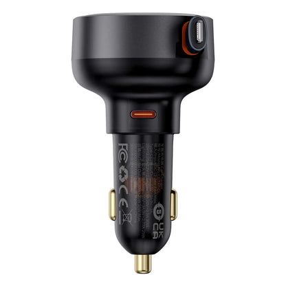 Baseus 55W Enjoyment Pro Car Charger C+Retractable iP Cable Cluster Black