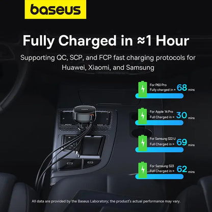 Baseus 60W Enjoyment Pro Car Charger C+Retractable Type-C Cable