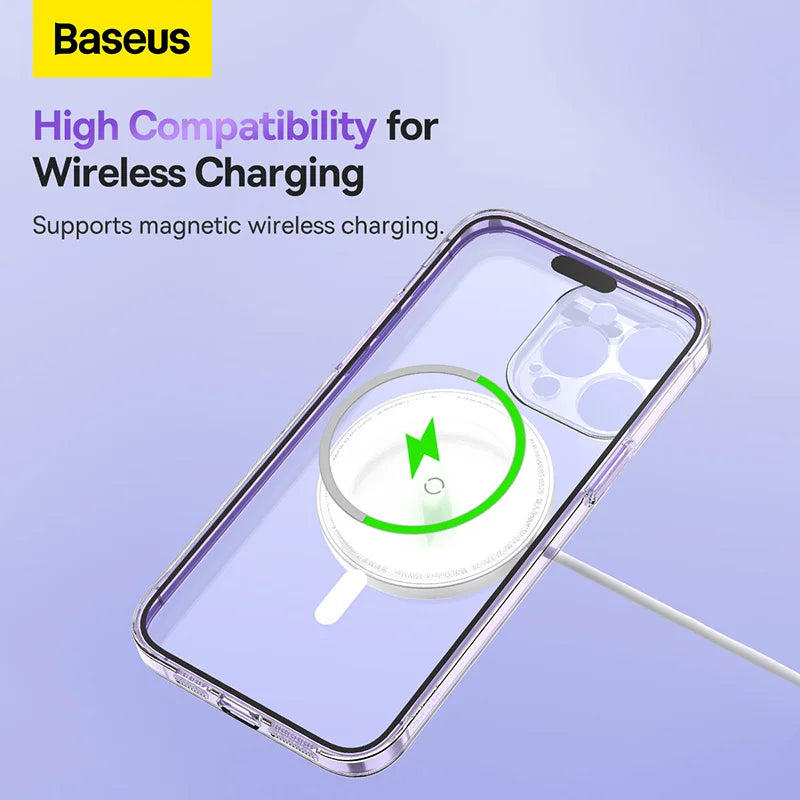 Baseus iP 13 Pro Max 6.7 inch Crystal Magnetic Phone Case with Full Coverage Tempered Glass