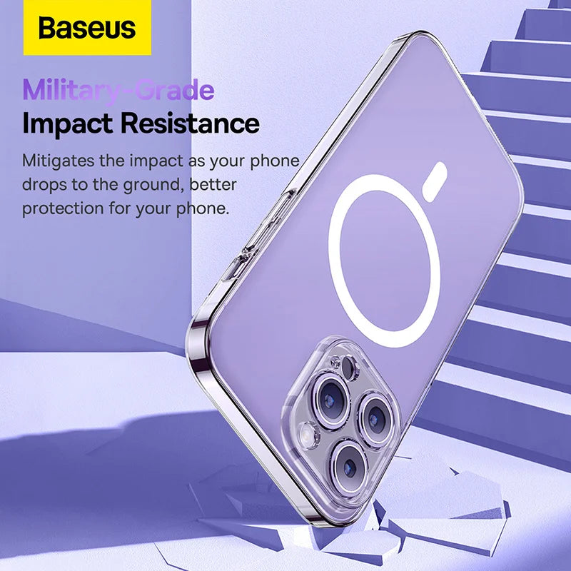 Baseus iP 13 Pro Max 6.7 inch Crystal Magnetic Phone Case with Full Coverage Tempered Glass
