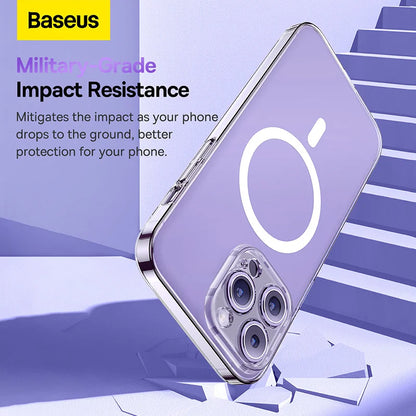 Baseus iP 13 Pro Max 6.7 inch Crystal Magnetic Phone Case with Full Coverage Tempered Glass