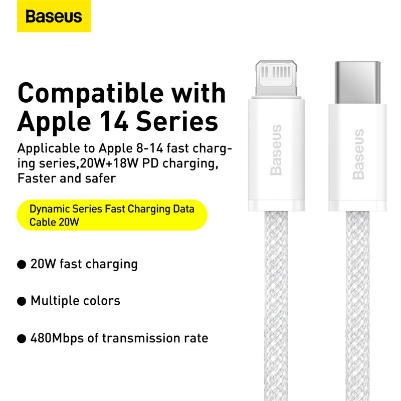Baseus Dynamic Series 1M Fast Charging Data Cable Type-C to Lightning 20W White