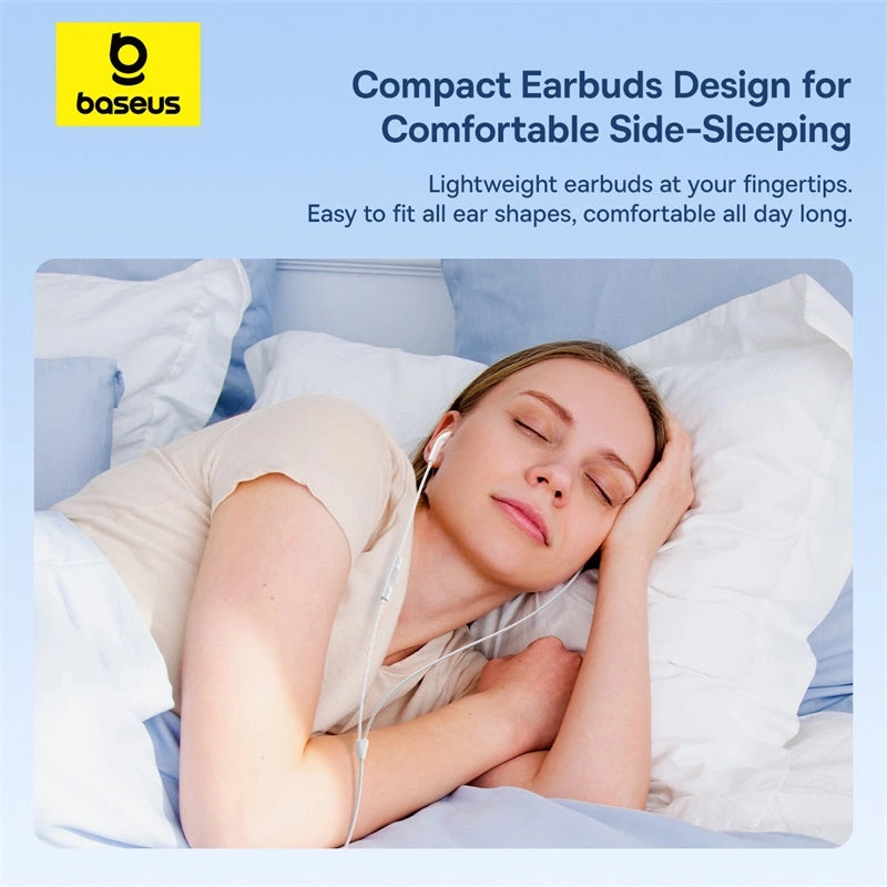 Baseus Encok CZ19 Wired Earphones – Moon White