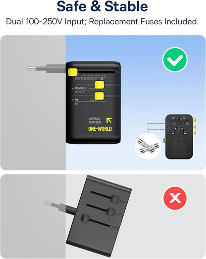 Baseus EnerCore 70W 6-in-1 Universal Travel Adapter – with Retractable Cable – Cosmic Black – CG11 – E0307E00
