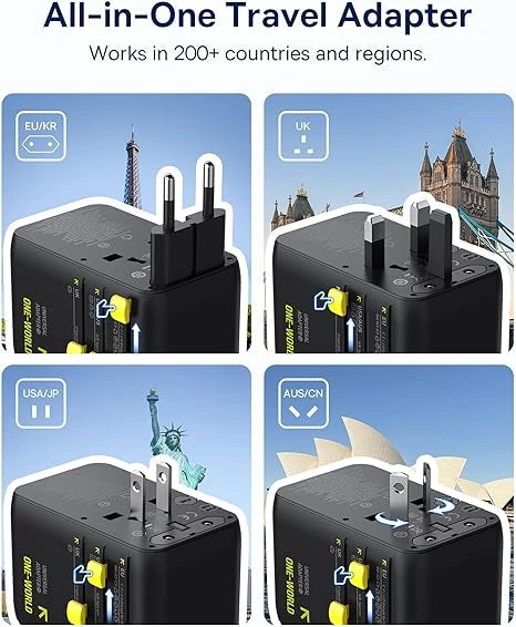 Baseus EnerCore 70W 6-in-1 Universal Travel Adapter – with Retractable Cable – Cosmic Black – CG11 – E0307E00