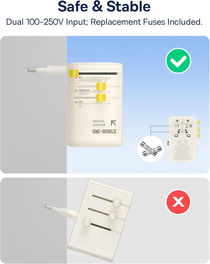 Baseus EnerCore 70W 6-in-1 Universal Travel Adapter with Retractable Cable – Off-White – CG11 – E0307E01