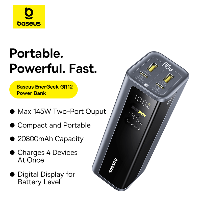 Baseus EnerGeek 20800mAh 145W GP12 Fast Charging Power Bank with Digital Display