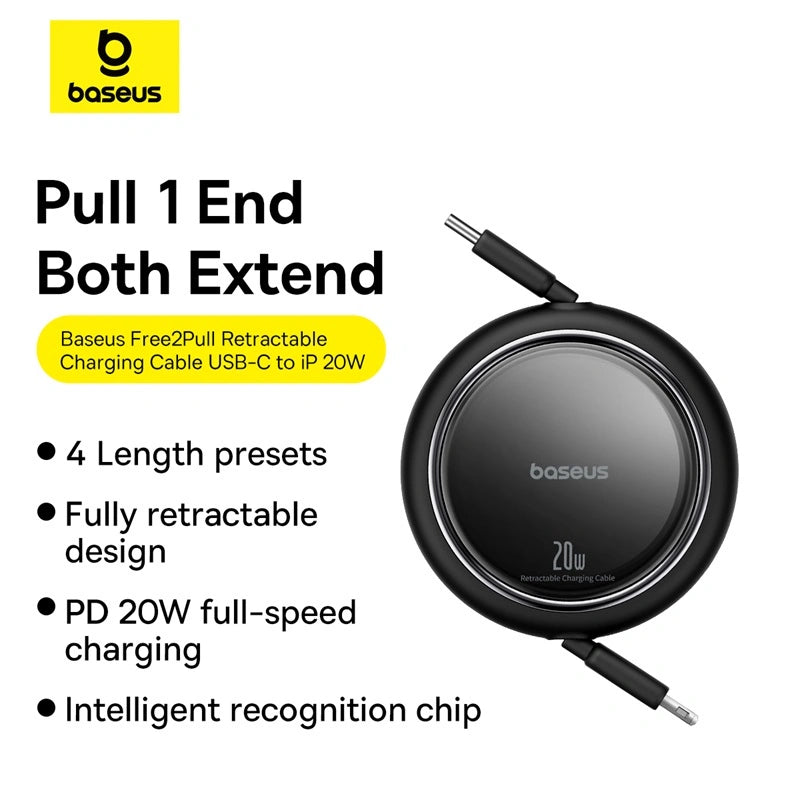 Baseus Free2Pull Retractable 1 Meter 20W Type-C to Lightning Charging Cable