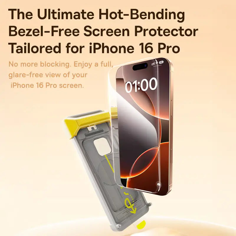 Baseus iPhone 16 Pro Max Full-View 3D HD Hot-Bending Tempered Glass Screen Protector
