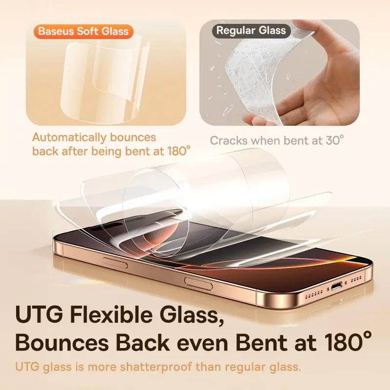 Baseus iPhone 16 Pro Max Full-View 3D HD Hot-Bending Tempered Glass Screen Protector
