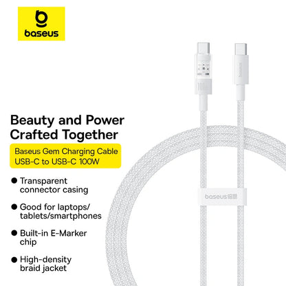 Baseus Gem Type-C to Type-C 100W 1 Meter Fast-Charging Data Cable